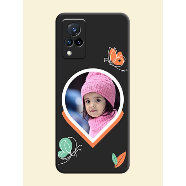 Upload Pic With Simple Butterly Design On Space Black Personalized Soft Matte Phone Covers -Vivo V21 5G Upload Pic With Simple Butterly Design On Space Black Personalized Soft Matte Phone Covers -Vivo V21 5G