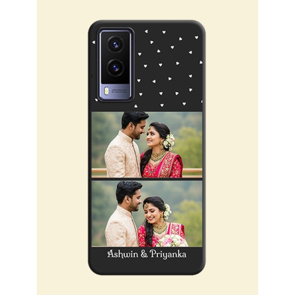 Miniature Love Symbols with Name on Space Black Custom Soft Matte Back Cover - Vivo V21E 5G Miniature Love Symbols with Name on Space Black Custom Soft Matte Back Cover - Vivo V21E 5G