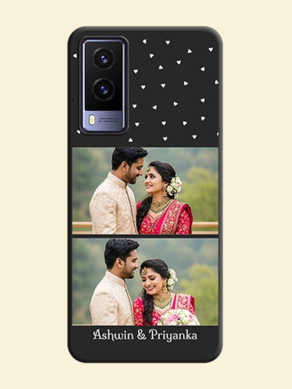 Miniature Love Symbols with Name on Space Black Custom Soft Matte Back Cover - Vivo V21E 5G