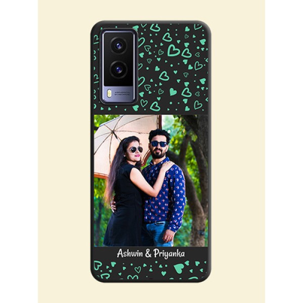 Sea Green Indefinite Love Pattern on Photo on Space Black Soft Matte Mobile Cover - Vivo V21E 5G Sea Green Indefinite Love Pattern on Photo on Space Black Soft Matte Mobile Cover - Vivo V21E 5G