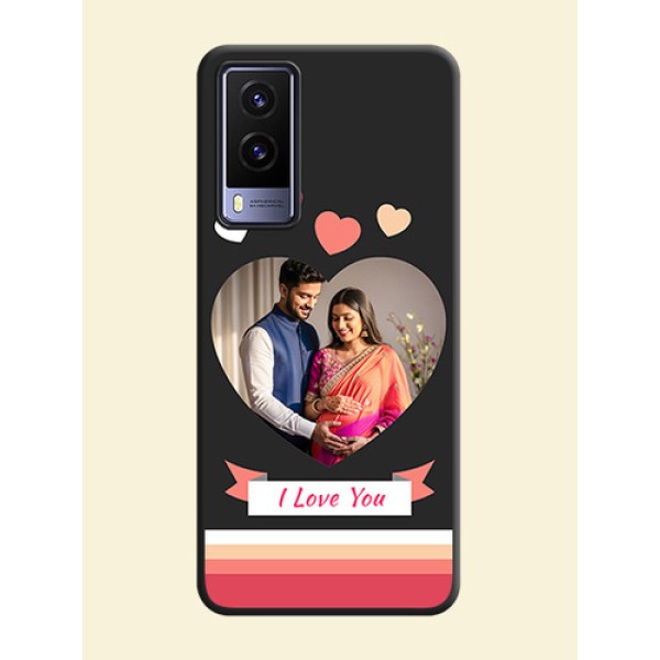 Love Shaped Photo with Colorful Stripes on Personalised Space Black Soft Matte Cases - Vivo V21E 5G Love Shaped Photo with Colorful Stripes on Personalised Space Black Soft Matte Cases - Vivo V21E 5G