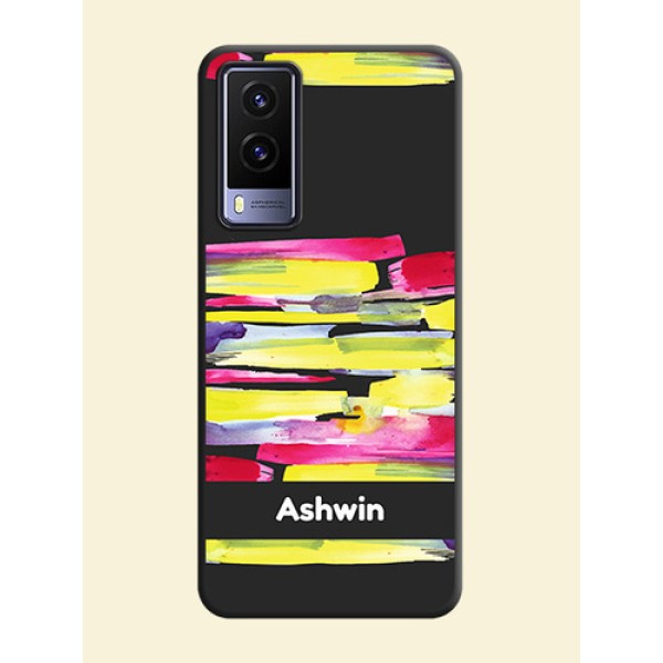 Brush Coloured on Space Black Personalized Soft Matte Phone Covers - Vivo V21E 5G Brush Coloured on Space Black Personalized Soft Matte Phone Covers - Vivo V21E 5G