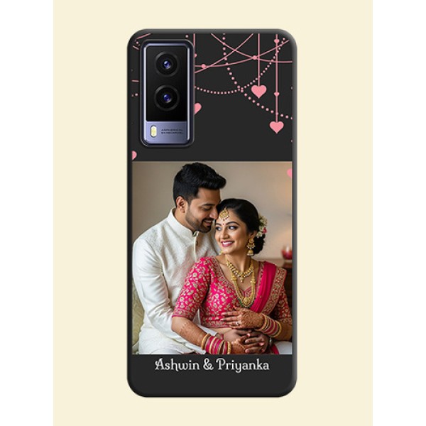 Pink Love Hangings with Text on Space Black Custom Soft Matte Back Cover - Vivo V21E 5G Pink Love Hangings with Text on Space Black Custom Soft Matte Back Cover - Vivo V21E 5G