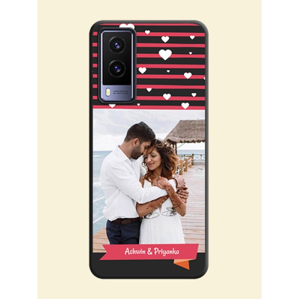 White Color Love Symbols with Pink Lines Pattern on Space Black Custom Soft Matte Phone Cases - Vivo V21E 5G White Color Love Symbols with Pink Lines Pattern on Space Black Custom Soft Matte Phone Cases - Vivo V21E 5G