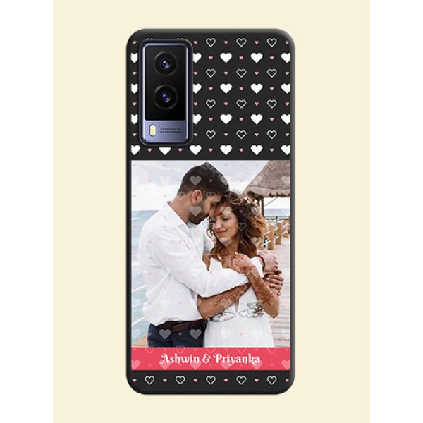 White Color Love Symbols with Text Design on Photo on Space Black Soft Matte Phone Cover - Vivo V21E 5G White Color Love Symbols with Text Design on Photo on Space Black Soft Matte Phone Cover - Vivo V21E 5G