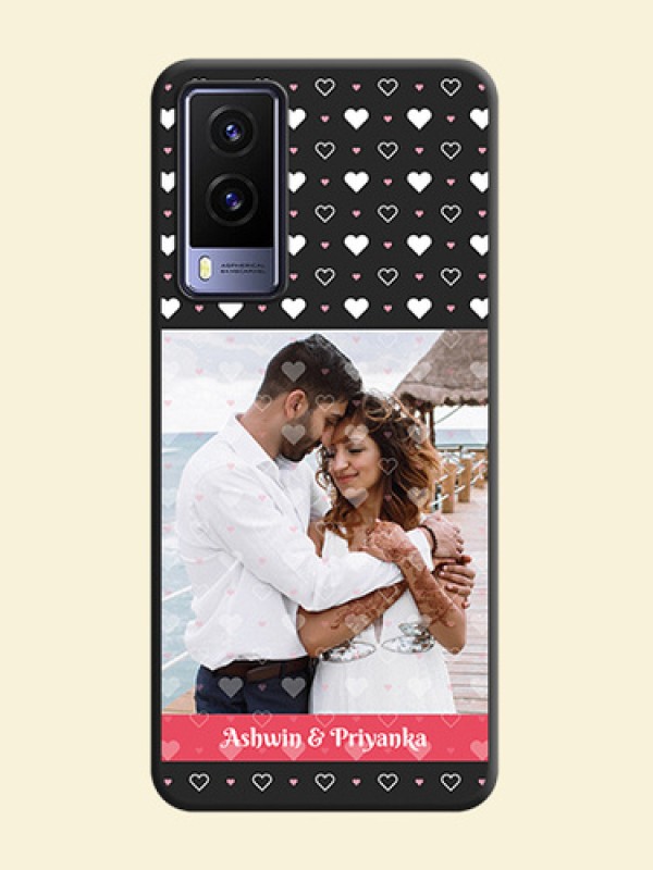 White Color Love Symbols with Text Design on Photo on Space Black Soft Matte Phone Cover - Vivo V21E 5G