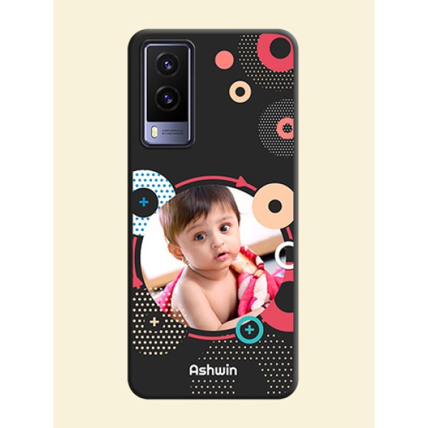 Multicoloured Round Image on Personalised Space Black Soft Matte Cases - Vivo V21E 5G Multicoloured Round Image on Personalised Space Black Soft Matte Cases - Vivo V21E 5G