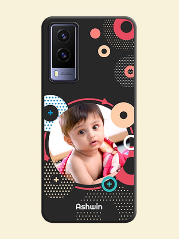 Multicoloured Round Image on Personalised Space Black Soft Matte Cases - Vivo V21E 5G