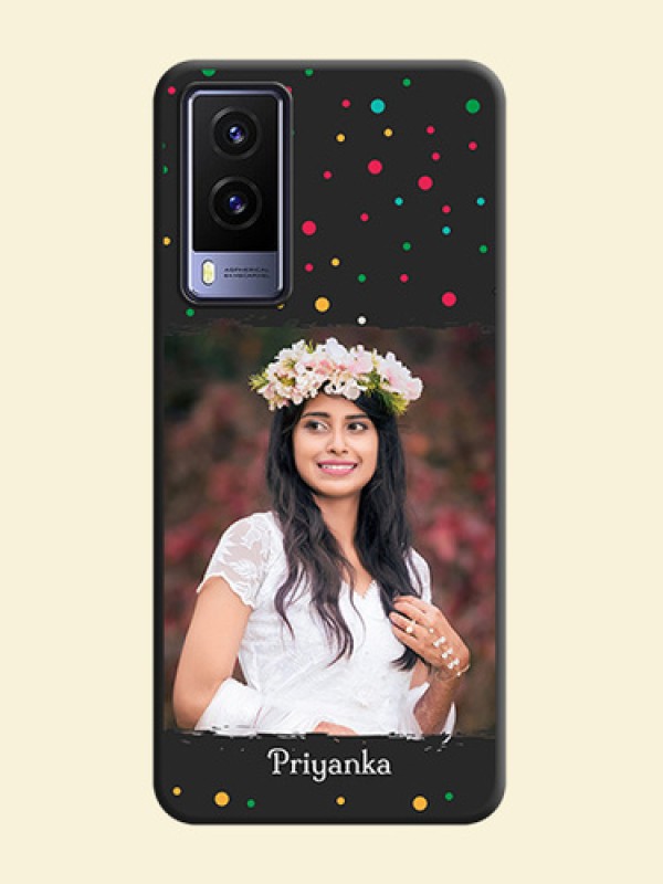 Multicolor Dotted Pattern with Text on Space Black Custom Soft Matte Phone Back Cover - Vivo V21E 5G