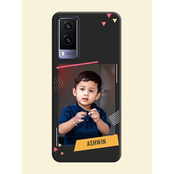 Photo Frame with Triangle Small Dots on Photo on Space Black Soft Matte Back Cover - Vivo V21E 5G Photo Frame with Triangle Small Dots on Photo on Space Black Soft Matte Back Cover - Vivo V21E 5G