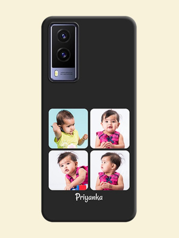 Floral Art with 6 Image Holder on Photo on Space Black Soft Matte Mobile Case - Vivo V21E 5G