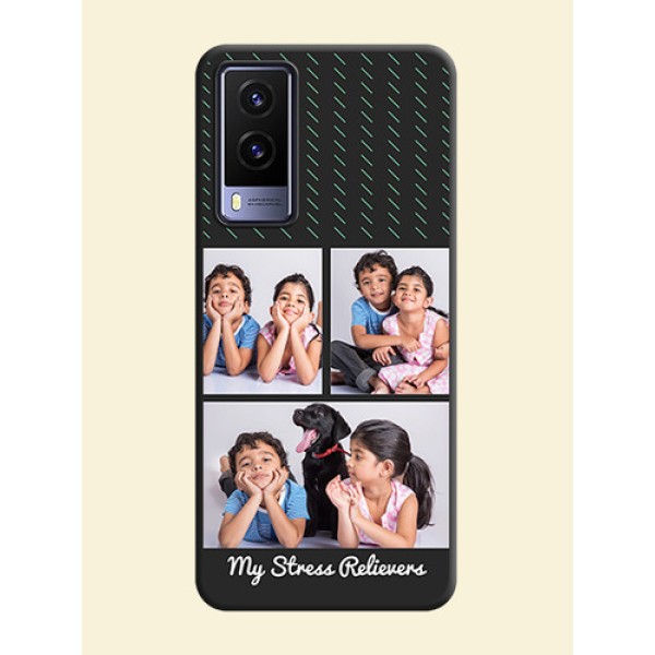 Cross Dotted Pattern with 2 Image Holder on Personalised Space Black Soft Matte Cases - Vivo V21E 5G Cross Dotted Pattern with 2 Image Holder on Personalised Space Black Soft Matte Cases - Vivo V21E 5G