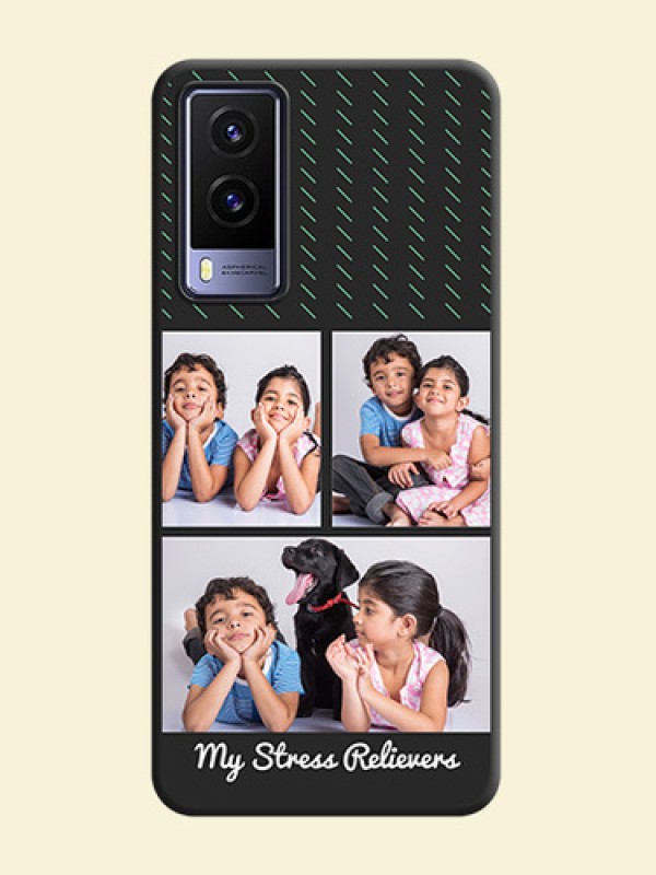 Cross Dotted Pattern with 2 Image Holder  on Personalised Space Black Soft Matte Cases - Vivo V21E 5G
