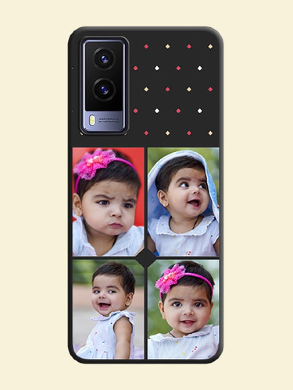 Multicolor Dotted Pattern with 4 Image Holder on Space Black Custom Soft Matte Phone Cases - Vivo V21E 5G