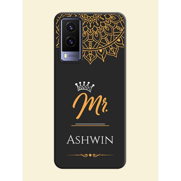 Mr Name with Floral Design on Personalised Space Black Soft Matte Cases - Vivo V21E 5G Mr Name with Floral Design on Personalised Space Black Soft Matte Cases - Vivo V21E 5G