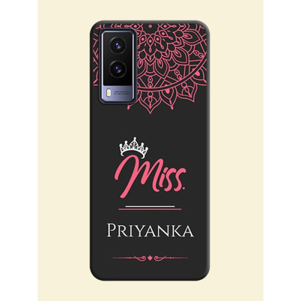 Mrs Name with Floral Design on Space Black Personalized Soft Matte Phone Covers - Vivo V21E 5G Mrs Name with Floral Design on Space Black Personalized Soft Matte Phone Covers - Vivo V21E 5G