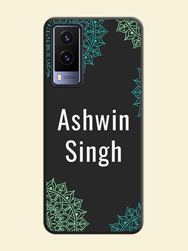 Your Name with Floral Design on Space Black Custom Soft Matte Back Cover - Vivo V21E 5G