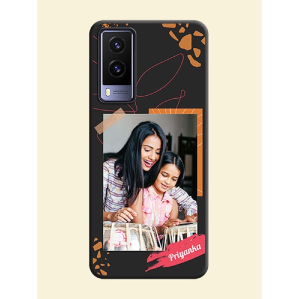 Orange Photo Frame on Space Black Custom Soft Matte Phone Back Cover - Vivo V21E 5G Orange Photo Frame on Space Black Custom Soft Matte Phone Back Cover - Vivo V21E 5G