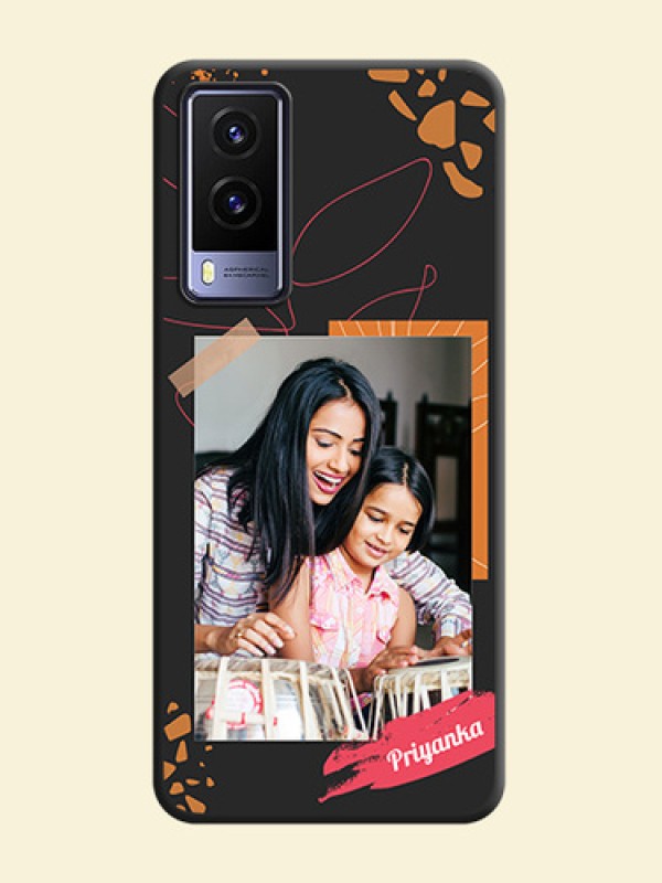 Orange Photo Frame on Space Black Custom Soft Matte Phone Back Cover - Vivo V21E 5G