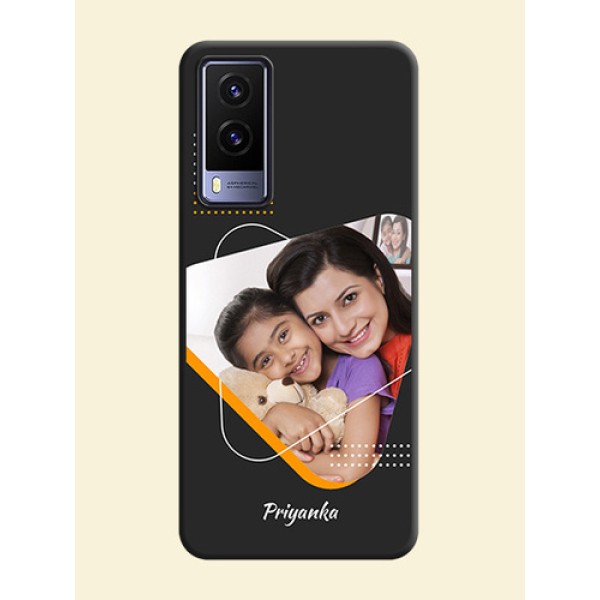 Yellow Triangle on Photo on Space Black Soft Matte Phone Cover - Vivo V21E 5G Yellow Triangle on Photo on Space Black Soft Matte Phone Cover - Vivo V21E 5G