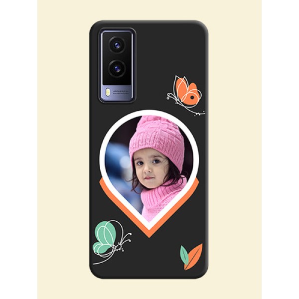 Upload Pic With Simple Butterly Design On Space Black Personalized Soft Matte Phone Covers -Vivo V21E 5G Upload Pic With Simple Butterly Design On Space Black Personalized Soft Matte Phone Covers -Vivo V21E 5G