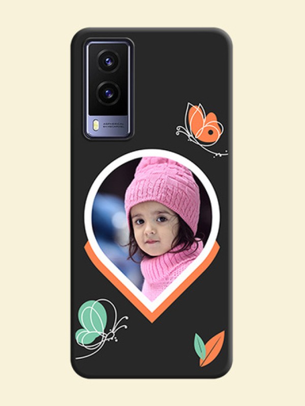 Upload Pic With Simple Butterly Design On Space Black Personalized Soft Matte Phone Covers -Vivo V21E 5G