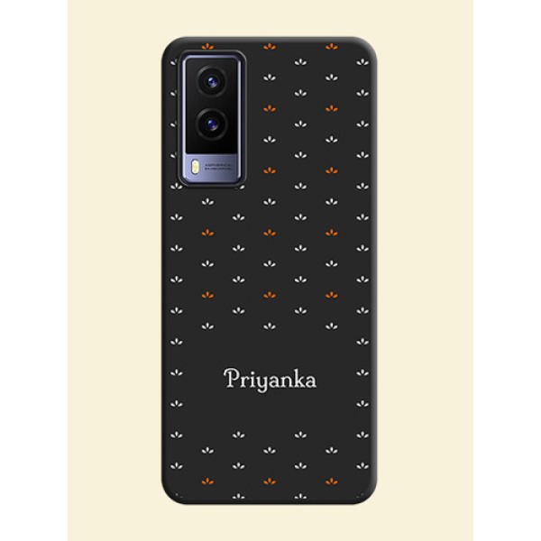 Simple Pattern With Custom Text On Space Black Personalized Soft Matte Phone Covers -Vivo V21E 5G Simple Pattern With Custom Text On Space Black Personalized Soft Matte Phone Covers -Vivo V21E 5G