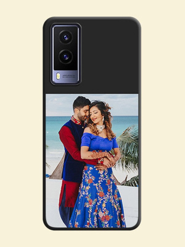 Image Upload With Space Black Color On Custom Soft Matte Mobile Back Cover - Vivo V21E 5G