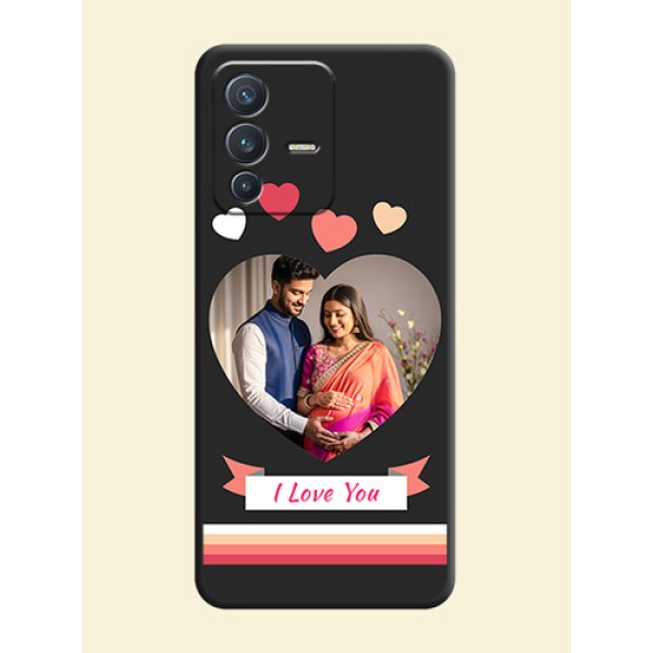 Love Shaped Photo with Colorful Stripes on Personalised Space Black Soft Matte Cases - Vivo V23 5G Love Shaped Photo with Colorful Stripes on Personalised Space Black Soft Matte Cases - Vivo V23 5G