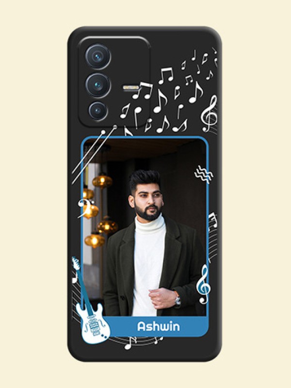 Musical Theme Design with Text on Photo on Space Black Soft Matte Mobile Case - Vivo V23 5G