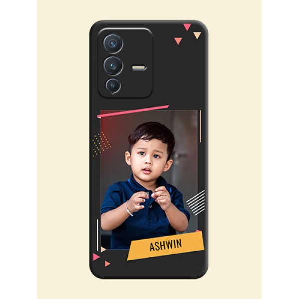 Photo Frame with Triangle Small Dots on Photo on Space Black Soft Matte Back Cover - Vivo V23 5G Photo Frame with Triangle Small Dots on Photo on Space Black Soft Matte Back Cover - Vivo V23 5G