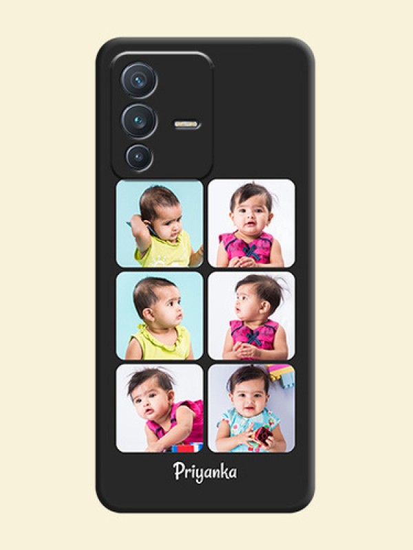 Floral Art with 6 Image Holder on Photo on Space Black Soft Matte Mobile Case - Vivo V23 5G