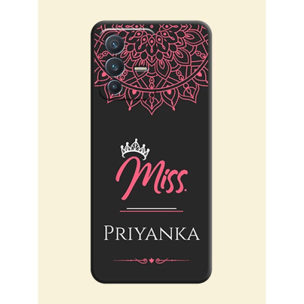 Mrs Name with Floral Design on Space Black Personalized Soft Matte Phone Covers - Vivo V23 5G Mrs Name with Floral Design on Space Black Personalized Soft Matte Phone Covers - Vivo V23 5G