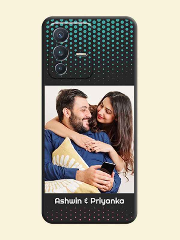 Faded Dots with Grunge Photo Frame and Text on Space Black Custom Soft Matte Phone Cases - Vivo V23 5G