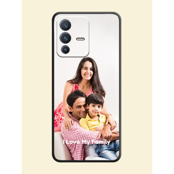 Full Single Pic Upload With Text On Space Black Personalized Soft Matte Phone Covers -Vivo V23 5G Full Single Pic Upload With Text On Space Black Personalized Soft Matte Phone Covers -Vivo V23 5G