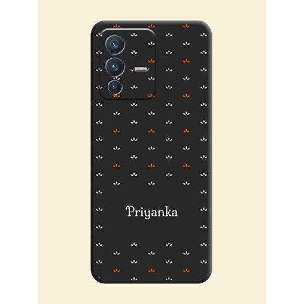 Simple Pattern With Custom Text On Space Black Personalized Soft Matte Phone Covers -Vivo V23 5G Simple Pattern With Custom Text On Space Black Personalized Soft Matte Phone Covers -Vivo V23 5G
