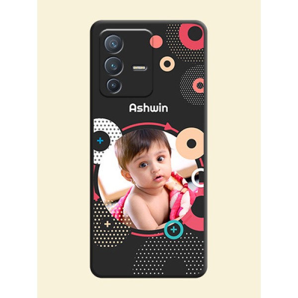 Multicoloured Round Image on Personalised Space Black Soft Matte Cases - Vivo V23 Pro 5G Multicoloured Round Image on Personalised Space Black Soft Matte Cases - Vivo V23 Pro 5G
