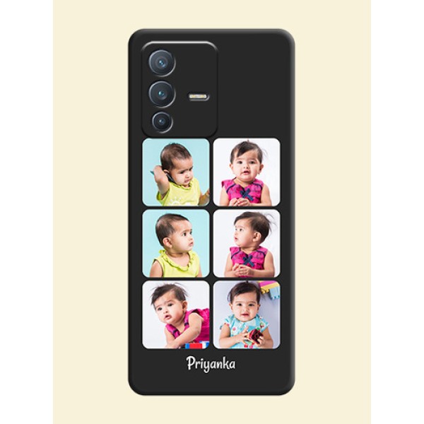 Floral Art with 6 Image Holder on Photo on Space Black Soft Matte Mobile Case - Vivo V23 Pro 5G