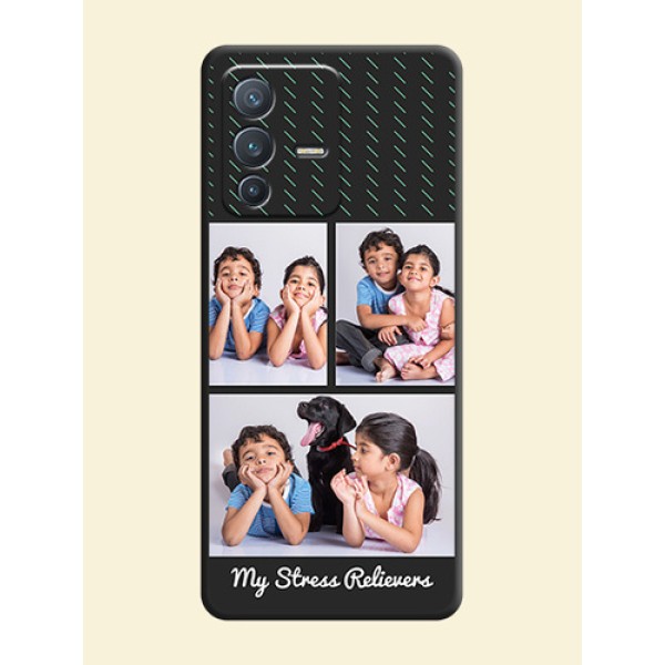 Cross Dotted Pattern with 2 Image Holder on Personalised Space Black Soft Matte Cases - Vivo V23 Pro 5G Cross Dotted Pattern with 2 Image Holder on Personalised Space Black Soft Matte Cases - Vivo V23 Pro 5G