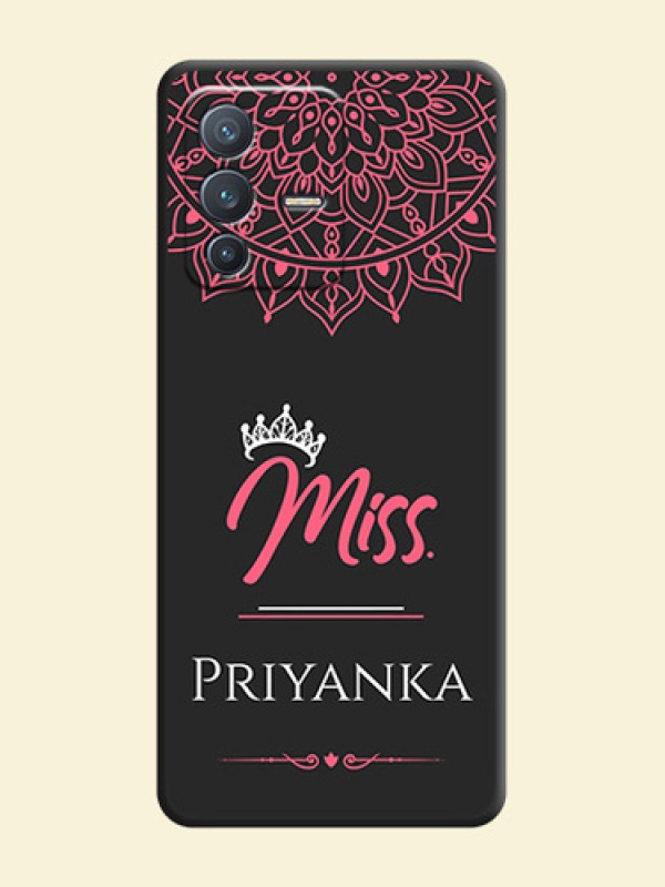 Mrs Name with Floral Design on Space Black Personalized Soft Matte Phone Covers - Vivo V23 Pro 5G