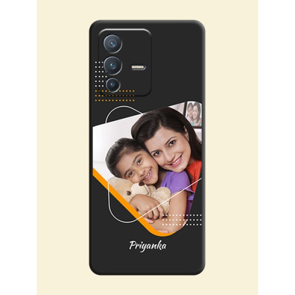 Yellow Triangle on Photo on Space Black Soft Matte Phone Cover - Vivo V23 Pro 5G Yellow Triangle on Photo on Space Black Soft Matte Phone Cover - Vivo V23 Pro 5G