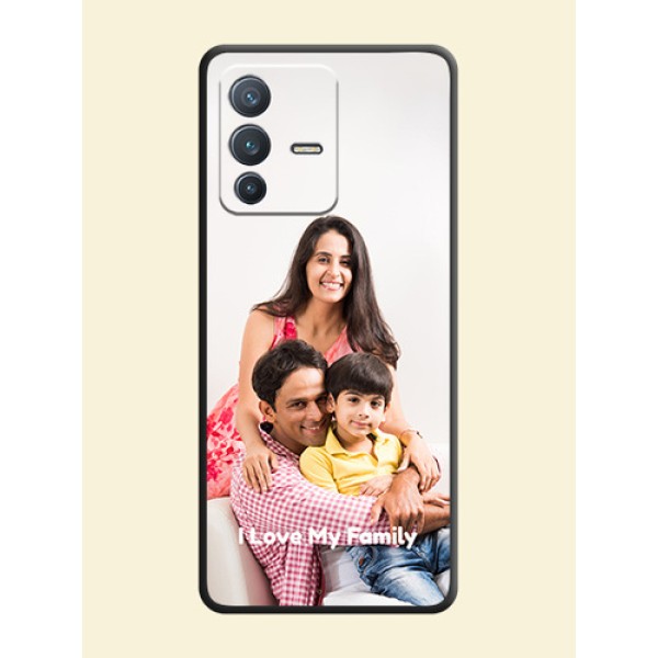 Full Single Pic Upload With Text On Space Black Personalized Soft Matte Phone Covers -Vivo V23 Pro 5G Full Single Pic Upload With Text On Space Black Personalized Soft Matte Phone Covers -Vivo V23 Pro 5G