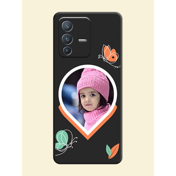 Upload Pic With Simple Butterly Design On Space Black Personalized Soft Matte Phone Covers -Vivo V23 Pro 5G Upload Pic With Simple Butterly Design On Space Black Personalized Soft Matte Phone Covers -Vivo V23 Pro 5G