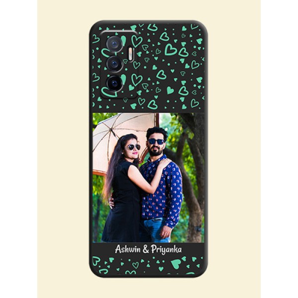 Sea Green Indefinite Love Pattern on Photo on Space Black Soft Matte Mobile Cover - Vivo V23e 5G Sea Green Indefinite Love Pattern on Photo on Space Black Soft Matte Mobile Cover - Vivo V23e 5G