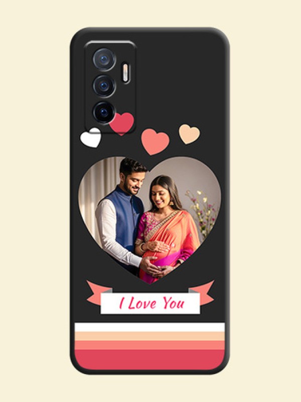 Love Shaped Photo with Colorful Stripes on Personalised Space Black Soft Matte Cases - Vivo V23e 5G