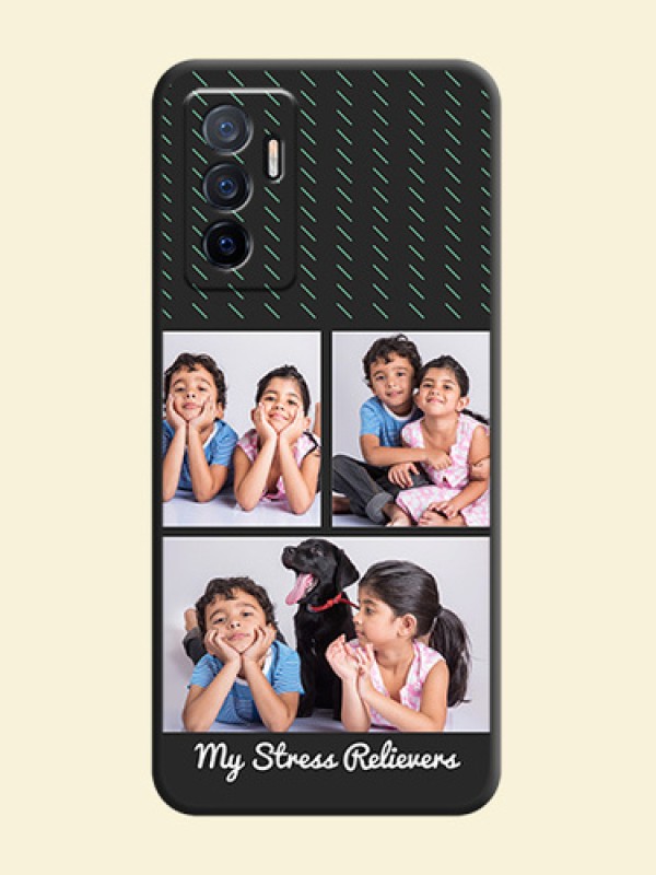 Cross Dotted Pattern with 2 Image Holder  on Personalised Space Black Soft Matte Cases - Vivo V23e 5G