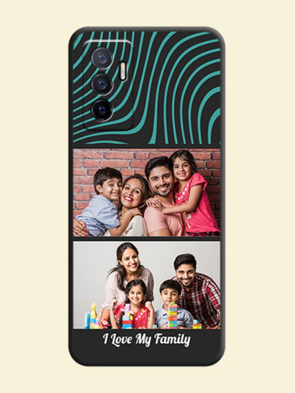 Wave Pattern with 2 Image Holder on Space Black Personalized Soft Matte Phone Covers - Vivo V23e 5G