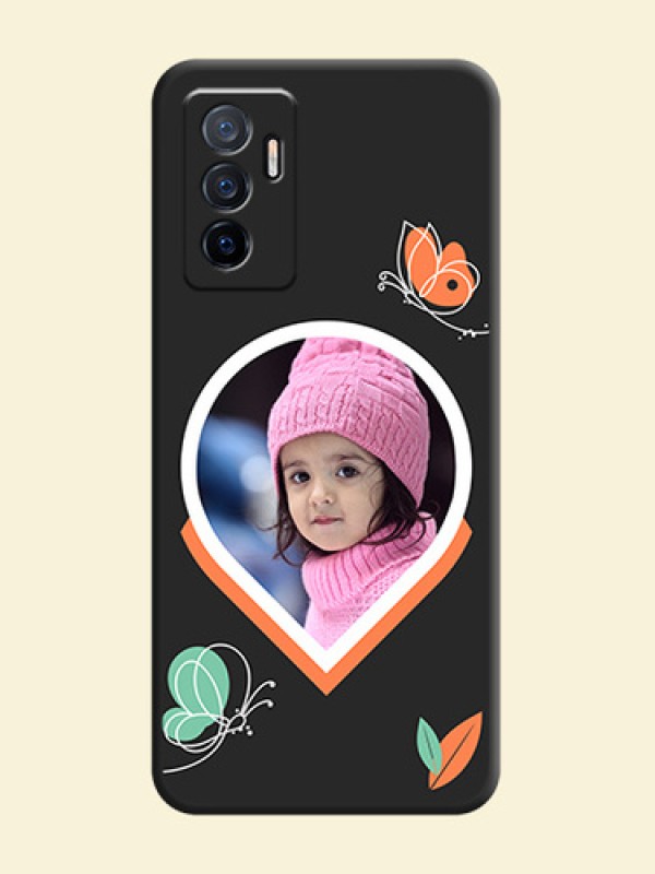 Upload Pic With Simple Butterly Design On Space Black Personalized Soft Matte Phone Covers -Vivo V23E 5G