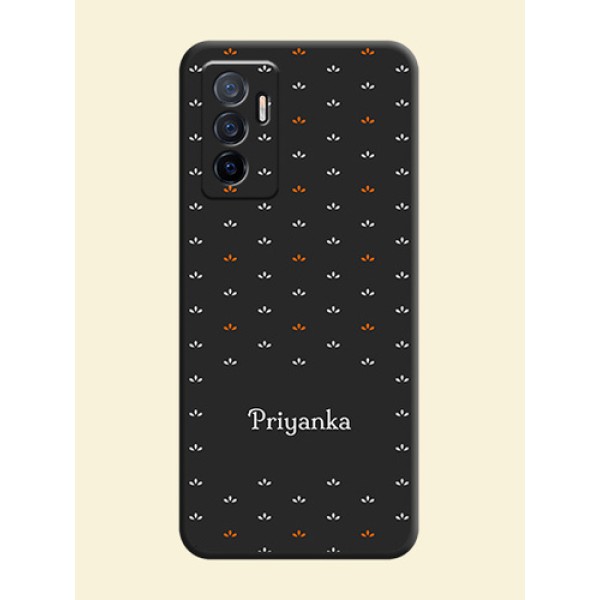 Simple Pattern With Custom Text On Space Black Personalized Soft Matte Phone Covers -Vivo V23E 5G Simple Pattern With Custom Text On Space Black Personalized Soft Matte Phone Covers -Vivo V23E 5G