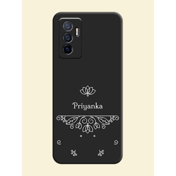Lotus Garden Custom Text On Space Black Personalized Soft Matte Phone Covers -Vivo V23E 5G Lotus Garden Custom Text On Space Black Personalized Soft Matte Phone Covers -Vivo V23E 5G